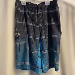 Hurley チェック柄水着 ブラック/ブルー