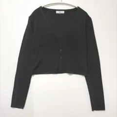 【A-94】 WEGO 無地 カーディガン Vネック 長袖 リブ F 黒のサムネイル