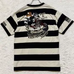XL/バンソン トムとジェリー ボーダー Tシャツ バイク刺繍のサムネイル
