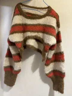 ストライプ クロップドセーター　ニット　wcloset ダブルクローゼット
