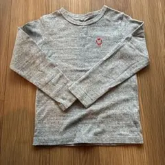 長袖カットソー グレー ワンポイント刺繍