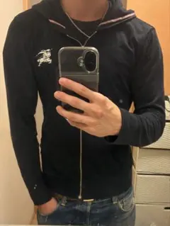 BURBERRY BLACK LABEL ジップアップパーカー ブラック Y2K