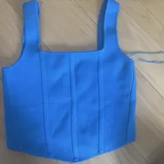 ZARA 青色 ストラップ付きビスチェ L コルセットトップス