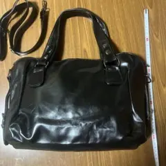 黒 合成皮革 トートショルダーバッグ通勤通学に！