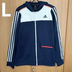 adidas ジップアップパーカー ネイビー/ホワイト