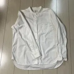 【無印良品】洗いざらし オックススタンドカラーシャツ　ホワイト　Ｌ