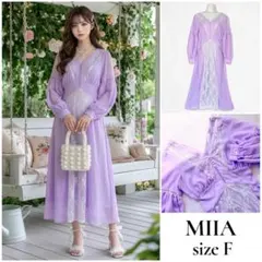 【MIIA×鈴木愛理コラボ】 レース切替ワンピース パープル フリーサイズ 美品