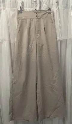 r.p.s ベージュ ワイドパンツ フリルストラップ付き