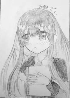 オリジナルイラスト　ノートを持つ女の子