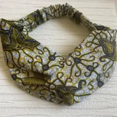 クロスヘアターバン ★アフリカ柄ブルーとイエロー