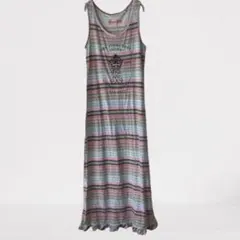 GreenGate ボーダー ロングワンピース マキシ丈 ノースリーブ L