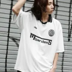 オーバーサイズ襟配色ロゴプリントゲーム Tシャツ ユニフォームシャツ　ホワイトM