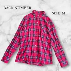 バックナンバー 長袖シャツ チェック柄 カジュアル 古着 薄手 春秋 レッド M