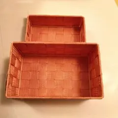実際に見ると更に可愛い！！　 オレンジ色の重ねられる　 バスケット2個セット