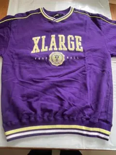 【美品】XLARGE ビッグ刺繍パッチスウェットトレーナー M パープル 紫