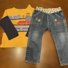 ミキハウス 95cm ロンT＆ジーンズ2点セット