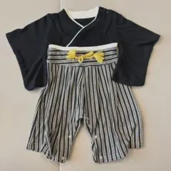 袴ロンパース 黒 70 男の子 お食い初め　初節句　100日祝　お宮参り