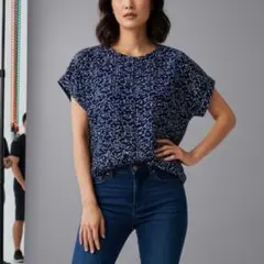 アデイインザライフ　フレンチスリーブ Tシャツ 　ネイビー　6006のサムネイル