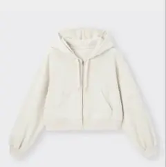 クロップドスウェットフルジップパーカ　白　ショートパーカー　L ユニクロ　GU