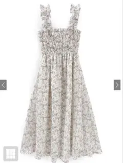 フリルショルダー花柄フレアワンピース[ru1155]