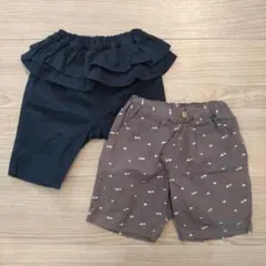 95サイズ パンツ2枚セット 女の子 ハーフショートパンツ半ズボンセットのサムネイル
