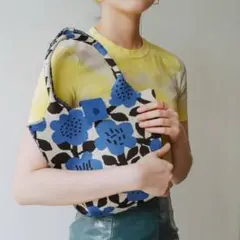 【新商品】ニット ミニトート サブバッグ ランチトートバッグ ブルー ①