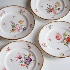 Meissen 好み　リンドナー　ディナー プレート 4枚セット 薔薇 金彩 Meissen 好み リンドナー ディナー プレート 4枚セット 薔薇 金彩