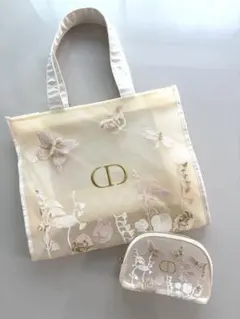 【非売品】Dior ディオール 刺繍 ノベルティ トートバッグ 化粧ポーチセットのサムネイル