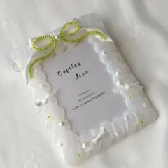 No.102 ビーズ　リボン　ホイップデコ　黄緑　きみどりB8 硬質カードケース