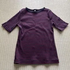 UNIQLO 半袖Tシャツ M ネイビーと赤のストライプ