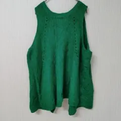 Universal Thread 【XXL】かぎ針編み　ニットベスト グリーン