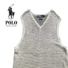 【リネン100%】Polo Ralph Lauren チェック柄 Vネックベスト