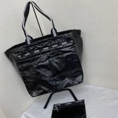 LeSportsac レスポートサック トートバッグ 　ブラック　ポーチ付き