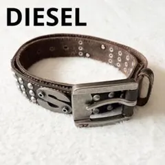 5839 【希少】 ディーゼル DIESEL スタッズベルト ブラウン Y2K