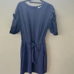 週末限定価格！ラコステ　ネイビー ミニワンピース 半袖 ウエストリボン