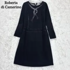 ロベルタディカメリーノ　ワンピース　ブラック　長袖　ひざ丈　綿混　ビジューのサムネイル