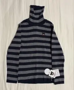 【タグ付き】DOUBLE B ストライプ タートルネックセーター