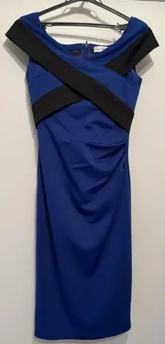 ブルー オフショルダー タイトドレス