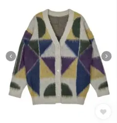 【Ameri】COLOR BLOCK OVER KNIT CARDIGAN