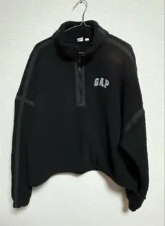 GAP リサイクル オーバーサイズ クロップド ハーフジップ スウェットシャツ
