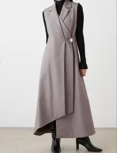 SNIDEL スナイデル　ノースリテーラードロングワンピース　ブラウン　0