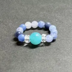 BR1179 天然石 ビーズリング アイスアマゾナイト ブルークォーツ