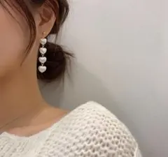 新品 ピアス ハート型 おしゃれ 韓国 チェーンピアス