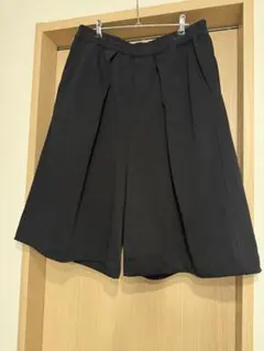 MAISON SPECIAL ウールシャンブレー ワイドショーツ 黒 タグ付美品
