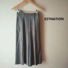 【美品】エストネーション ワイドパンツ センタープレス ガウチョ カーキ 日本製