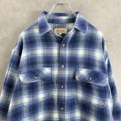 90s 古着 オンブレチェックシャツ ブルー×ホワイト L カート・コバーン