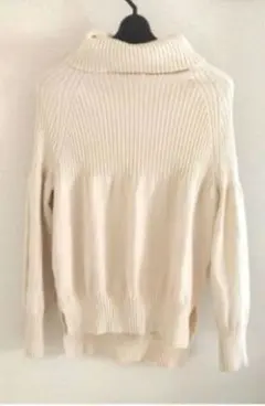 mietteミエット リブ編みタートルネックセーター クリーム色 白系 ホワイト