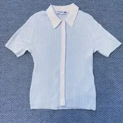 UNIQLO ユニクロ イネス リブポロカーディガン 青