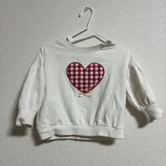 ハート刺繍 ホワイト トレーナー 80cm コトリ