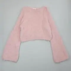 【極ふわ】fupel フペル フェザーシャギー クロップドニット ピンクのサムネイル